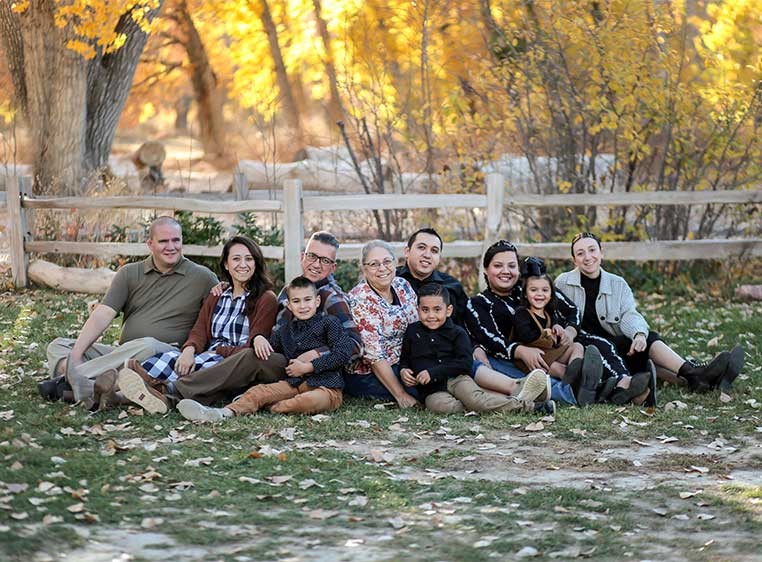 Family photo in a park